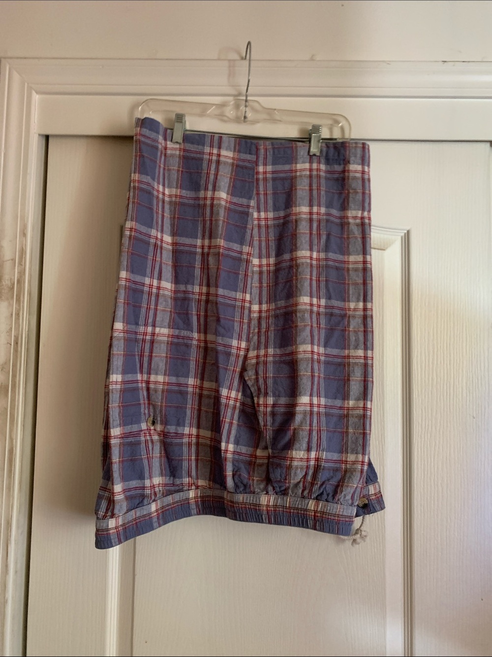 Men’s Blue Plaid Shorts with Elastic Waist